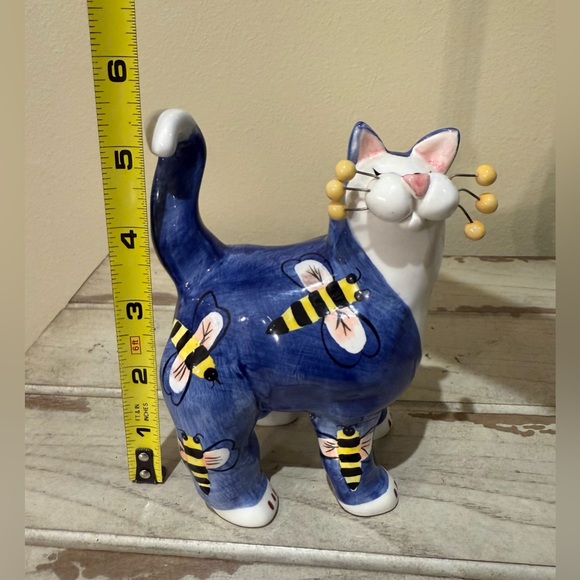 Vintage Whimsiclay Bees Cat By Amy Lacombe, Hand Painted, Annaco Creations, 2002 - Picture 8 of 9